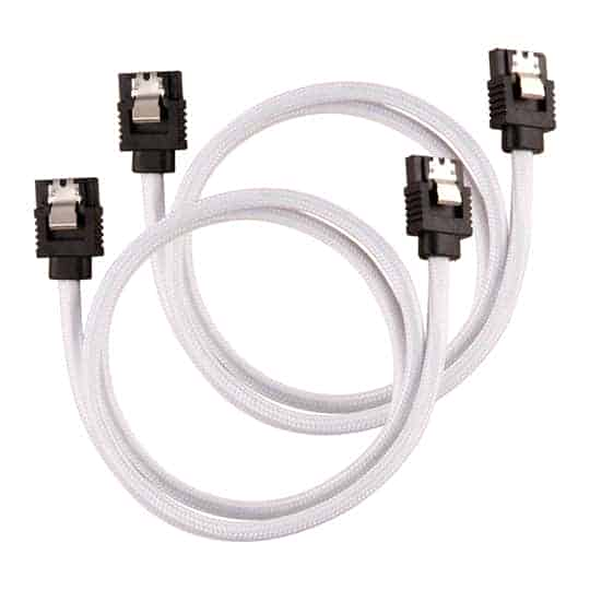 Corsair 60cm White Premium Braided Sleeved SATA Data Cable